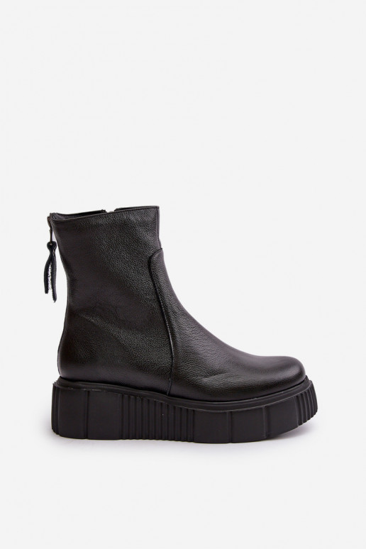 Zazoo 60369 Sieviešu puszābaki no dabīgas ādas ar platformu Melns