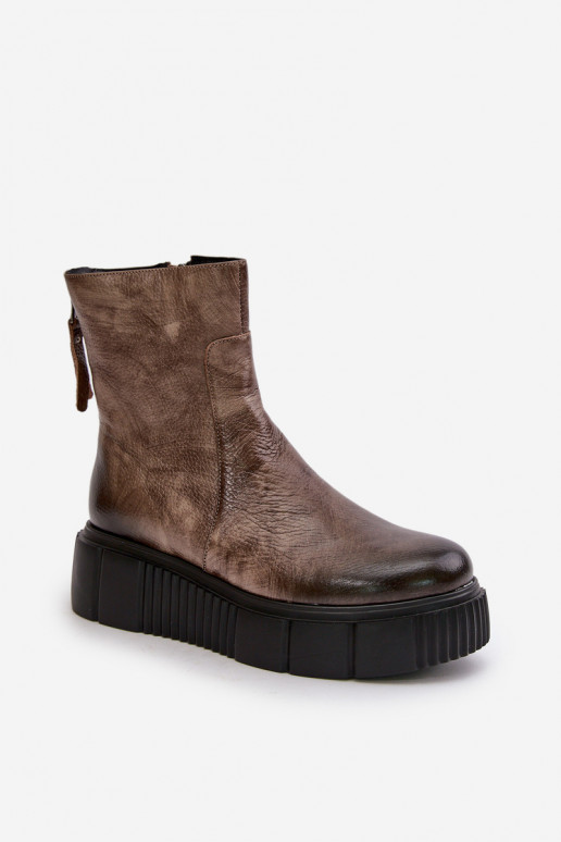 Zazoo 60369 Sieviešu puszābaki no dabīgas ādas ar platformu smilšu krāsas