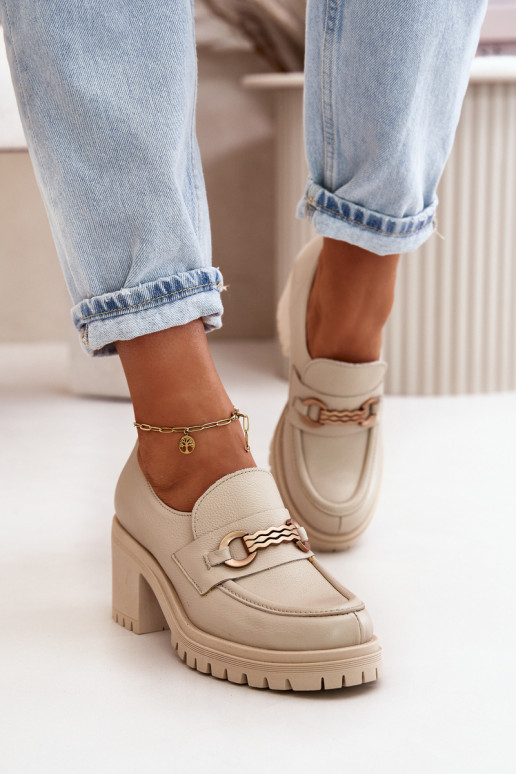 Zazoo 20175 apavi  ar papēdi Dabīgas ādas Ziloņkaula krāsas Zazoo 20175 apavi  ar papēdi Dabīgas ādas Ziloņkaula krāsas