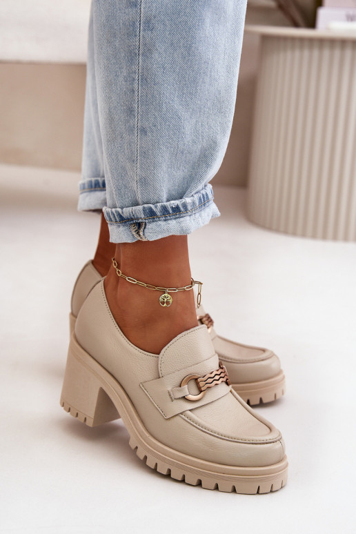 Zazoo 20175 apavi  ar papēdi Dabīgas ādas Ziloņkaula krāsas Zazoo 20175 apavi  ar papēdi Dabīgas ādas Ziloņkaula krāsas