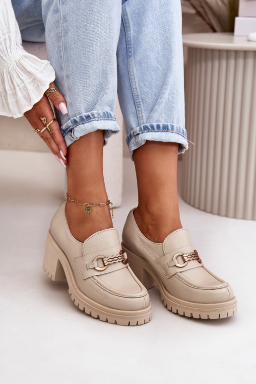 Zazoo 20175 apavi  ar papēdi Dabīgas ādas Ziloņkaula krāsas Zazoo 20175 apavi  ar papēdi Dabīgas ādas Ziloņkaula krāsas