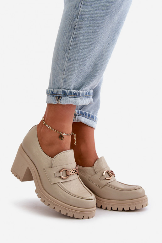 Zazoo 20175 apavi  ar papēdi Dabīgas ādas Ziloņkaula krāsas Zazoo 20175 apavi  ar papēdi Dabīgas ādas Ziloņkaula krāsas