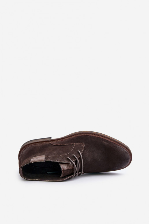 Zamšādas kurpes  šņorējami Big Star OO174145 tumši brūnas krāsas