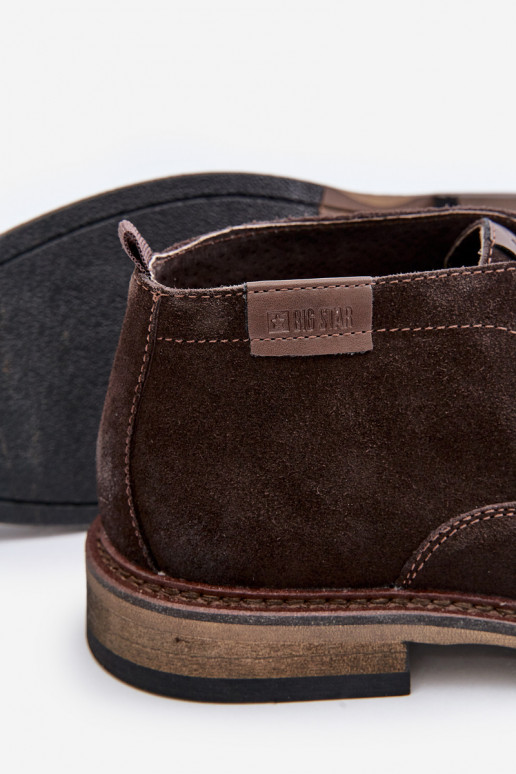 Zamšādas kurpes  šņorējami Big Star OO174145 tumši brūnas krāsas