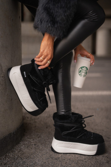 sniega apavi  ar masīvu zoli ar kažokādu Big Star OO274A206 Melns