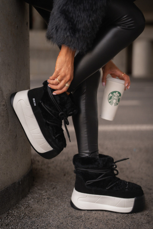   sniega apavi  ar masīvu zoli ar kažokādu Big Star OO274A206 Melns