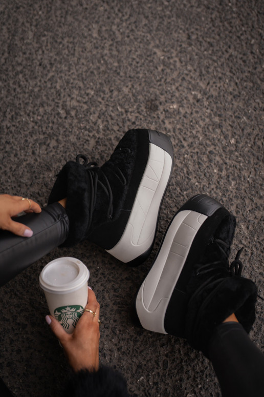   sniega apavi  ar masīvu zoli ar kažokādu Big Star OO274A206 Melns