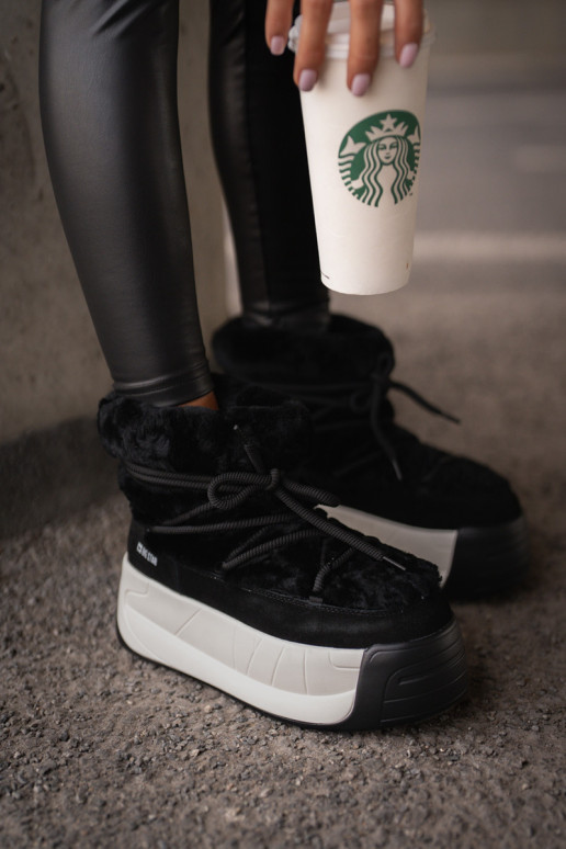   sniega apavi  ar masīvu zoli ar kažokādu Big Star OO274A206 Melns