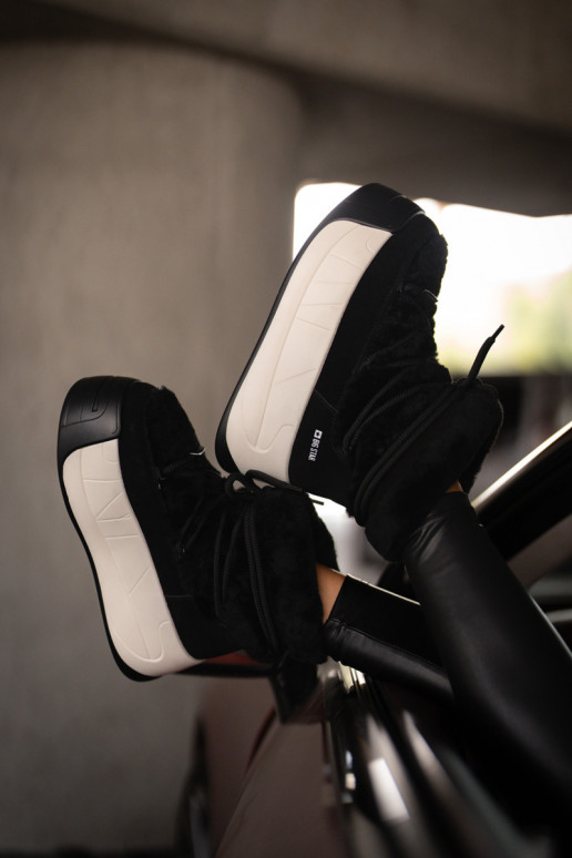   sniega apavi  ar masīvu zoli ar kažokādu Big Star OO274A206 Melns