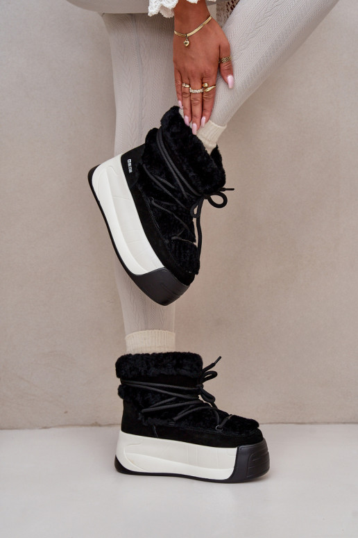   sniega apavi  ar masīvu zoli ar kažokādu Big Star OO274A206 Melns