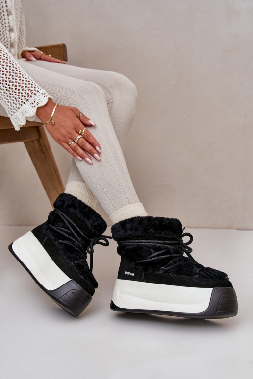   sniega apavi  ar masīvu zoli ar kažokādu Big Star OO274A206 Melns