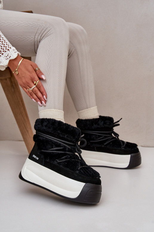   sniega apavi  ar masīvu zoli ar kažokādu Big Star OO274A206 Melns