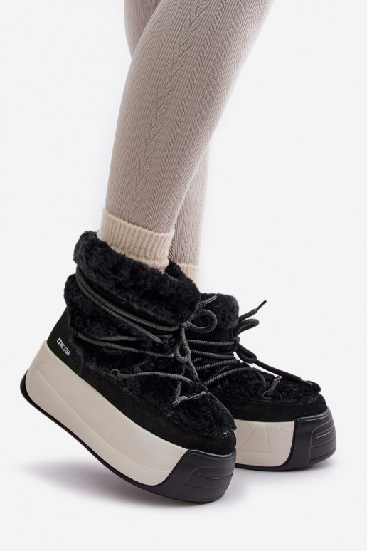   sniega apavi  ar masīvu zoli ar kažokādu Big Star OO274A206 Melns