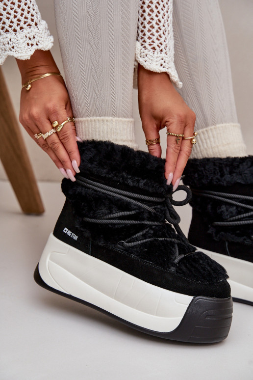   sniega apavi  ar masīvu zoli ar kažokādu Big Star OO274A206 Melns