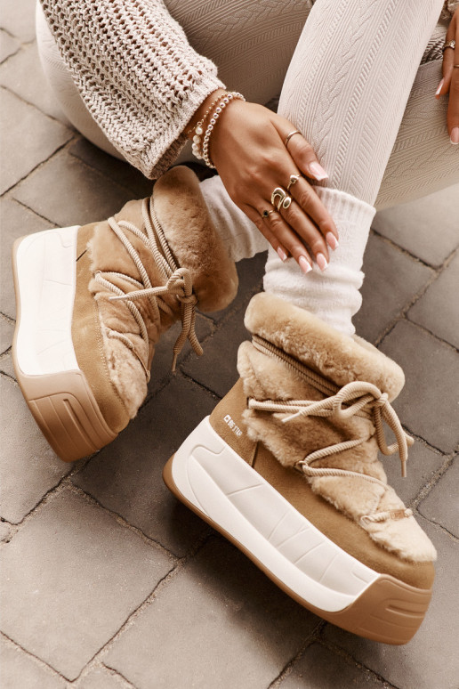   sniega apavi  ar masīvu zoli ar kažokādu Big Star OO274A207 brūnas krāsas