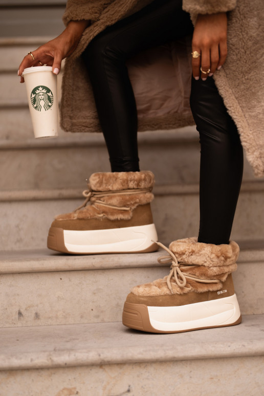   sniega apavi  ar masīvu zoli ar kažokādu Big Star OO274A207 brūnas krāsas