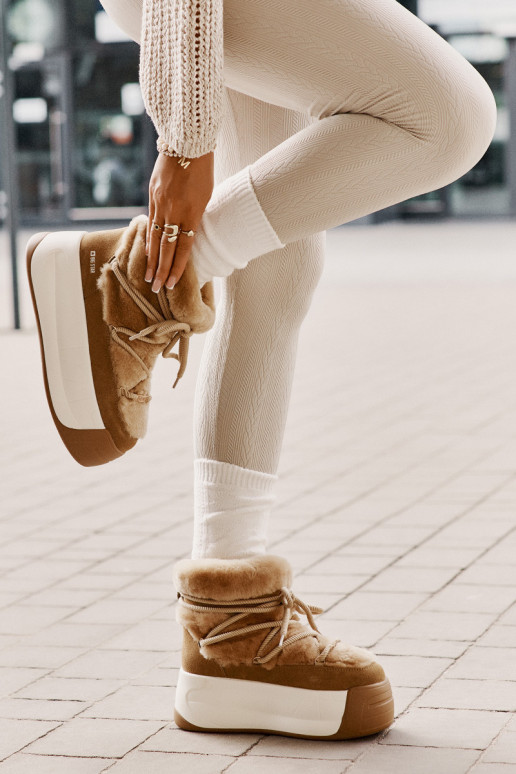   sniega apavi  ar masīvu zoli ar kažokādu Big Star OO274A207 brūnas krāsas