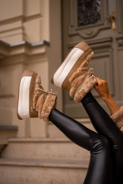   sniega apavi  ar masīvu zoli ar kažokādu Big Star OO274A207 brūnas krāsas