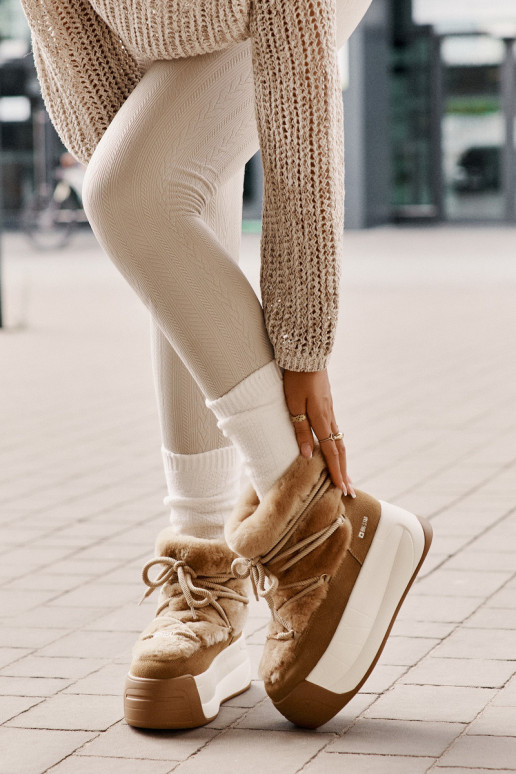   sniega apavi  ar masīvu zoli ar kažokādu Big Star OO274A207 brūnas krāsas