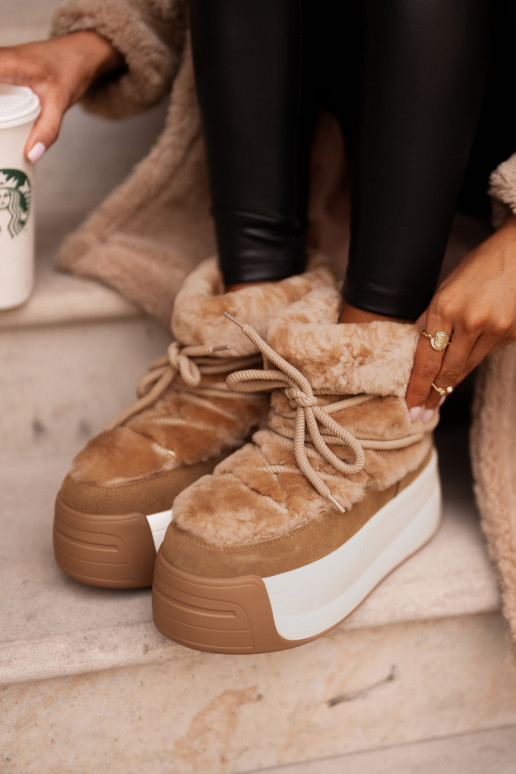   sniega apavi  ar masīvu zoli ar kažokādu Big Star OO274A207 brūnas krāsas