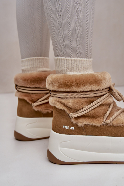   sniega apavi  ar masīvu zoli ar kažokādu Big Star OO274A207 brūnas krāsas