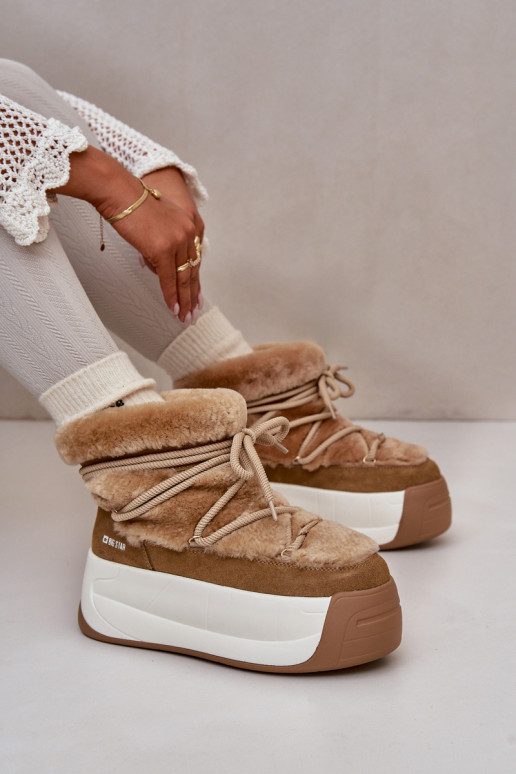   sniega apavi  ar masīvu zoli ar kažokādu Big Star OO274A207 brūnas krāsas