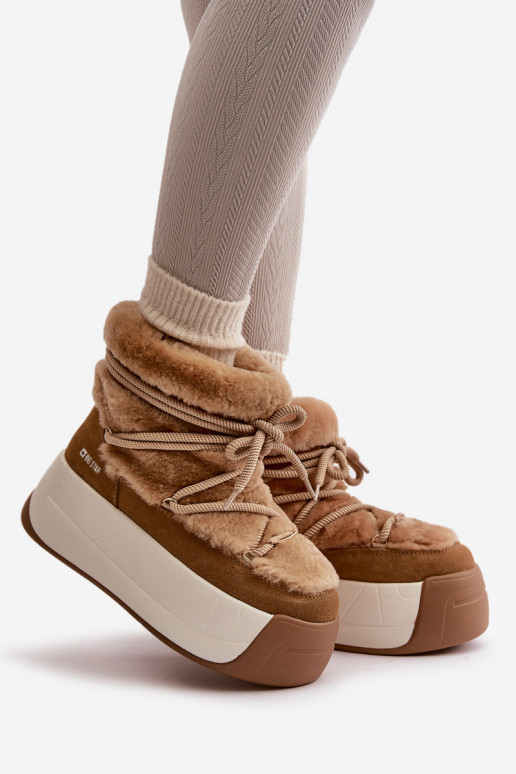   sniega apavi  ar masīvu zoli ar kažokādu Big Star OO274A207 brūnas krāsas