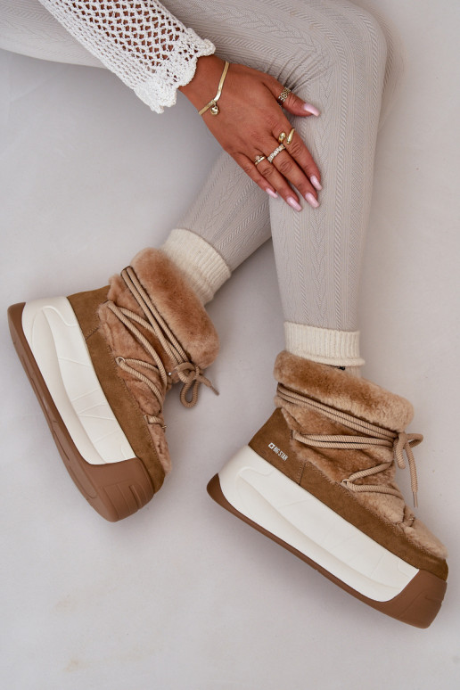   sniega apavi  ar masīvu zoli ar kažokādu Big Star OO274A207 brūnas krāsas