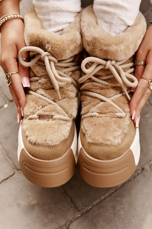   sniega apavi  ar masīvu zoli ar kažokādu Big Star OO274A207 brūnas krāsas