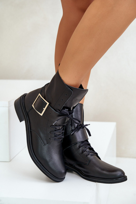 Zazoo 2949 sieviešu zābaki ar sprādzēm Melns