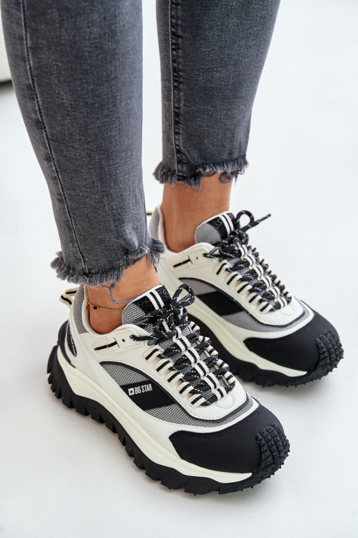    modeļa apavi  ar platformu Big Star OO274A220 HI-POLY SYSTEM Baltas-Melns