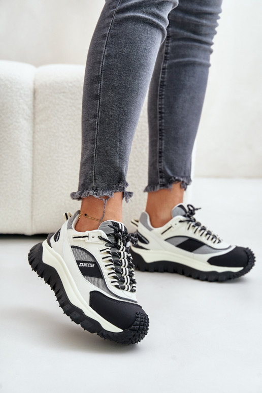    modeļa apavi  ar platformu Big Star OO274A220 HI-POLY SYSTEM Baltas-Melns