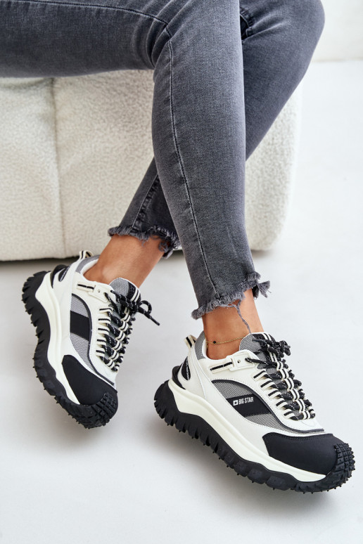    modeļa apavi  ar platformu Big Star OO274A220 HI-POLY SYSTEM Baltas-Melns