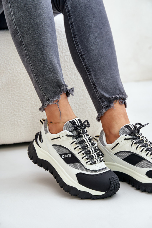    modeļa apavi  ar platformu Big Star OO274A220 HI-POLY SYSTEM Baltas-Melns