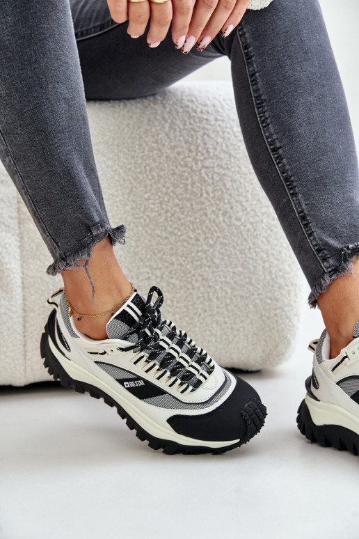    modeļa apavi  ar platformu Big Star OO274A220 HI-POLY SYSTEM Baltas-Melns