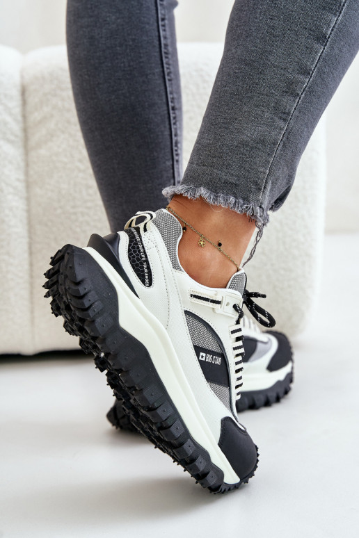    modeļa apavi  ar platformu Big Star OO274A220 HI-POLY SYSTEM Baltas-Melns