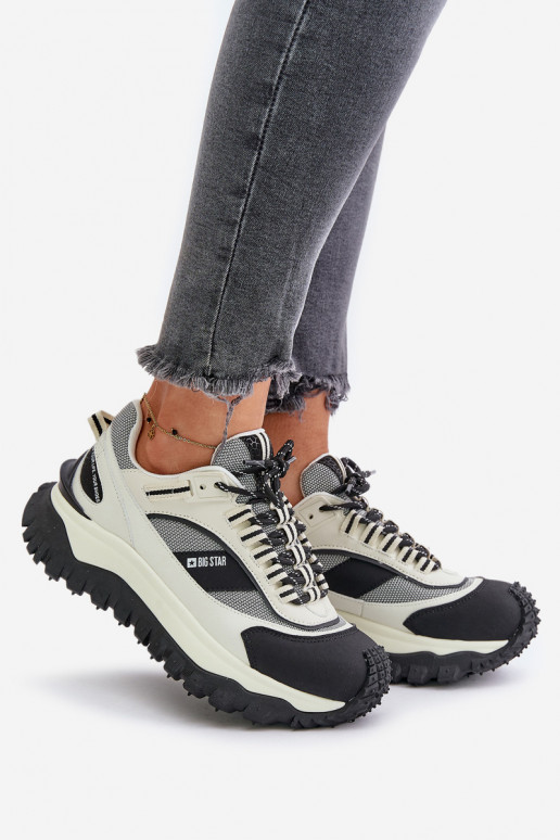    modeļa apavi  ar platformu Big Star OO274A220 HI-POLY SYSTEM Baltas-Melns