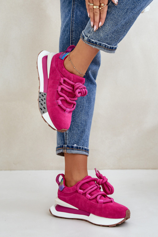 zamšādas  modeļa apavi  ar platformu Z Grubym m Artiker 55C0086 rozā krāsas