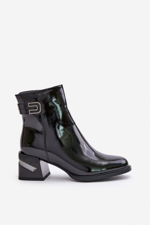 Laque Sieviešu puszābaki ar papēdi siltināti MR880-093 Melns