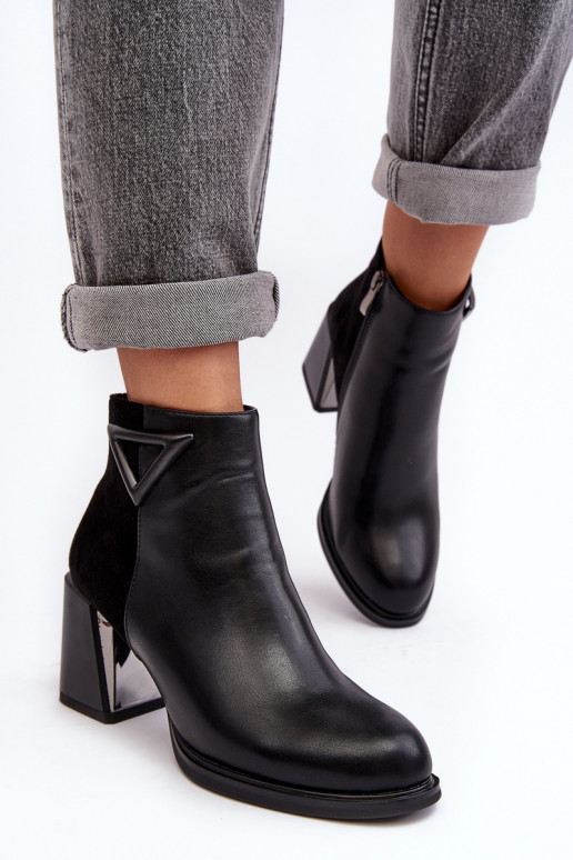 Laque Sieviešu puszābaki ar papēdi siltināti MR880-093 Melns