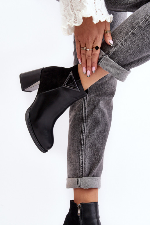 Laque Sieviešu puszābaki ar papēdi siltināti MR880-093 Melns