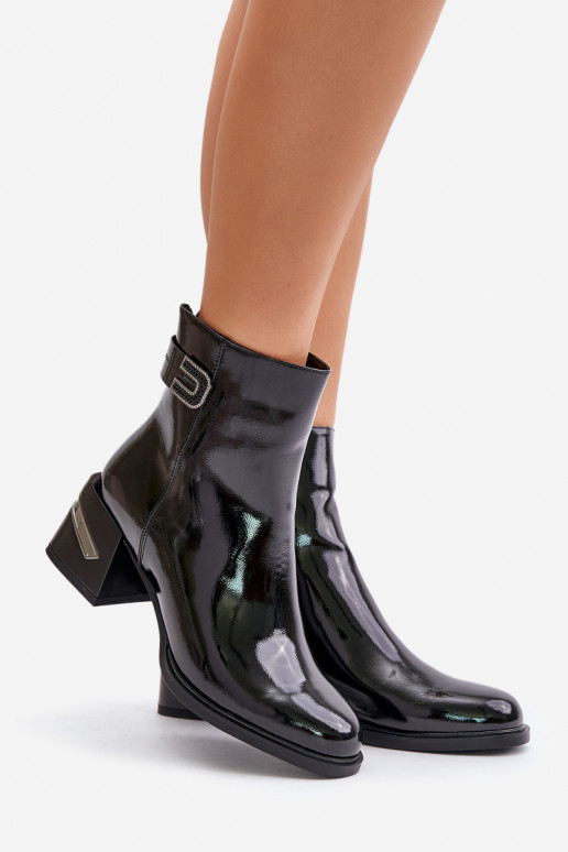 Laque Sieviešu puszābaki ar papēdi siltināti MR880-093 Melns