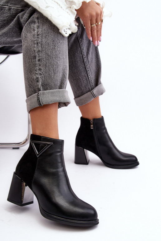 Laque Sieviešu puszābaki ar papēdi siltināti MR880-093 Melns