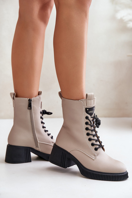 siltināti Sieviešu puszābaki no dabīgas ādas Vinceza 66671 smilšu krāsas