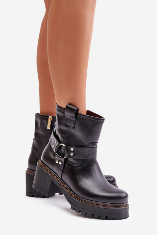 Sieviešu puszābaki no dabīgas ādas   3435 Melns