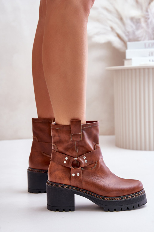 Sieviešu puszābaki no dabīgas ādas   3435 brūnas krāsas