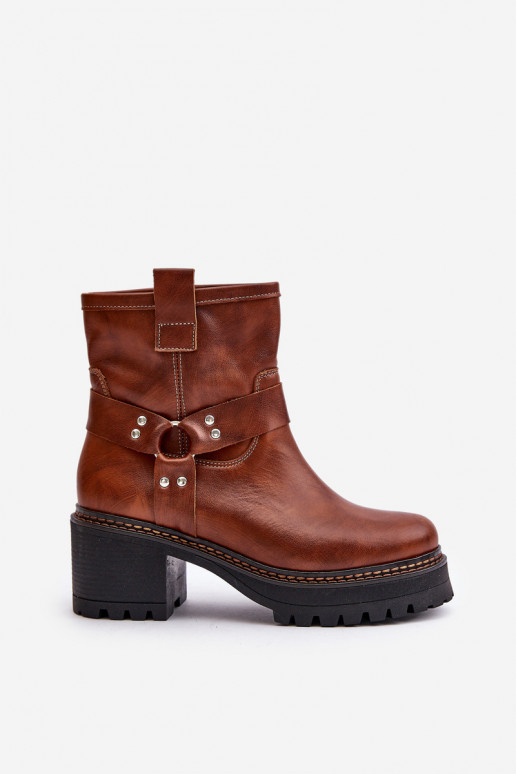 Sieviešu puszābaki no dabīgas ādas   3435 brūnas krāsas