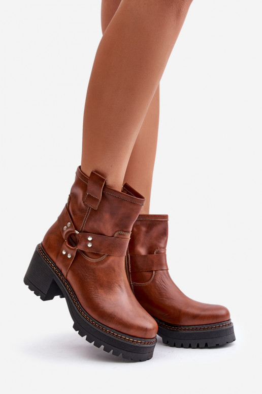 Sieviešu puszābaki no dabīgas ādas   3435 brūnas krāsas