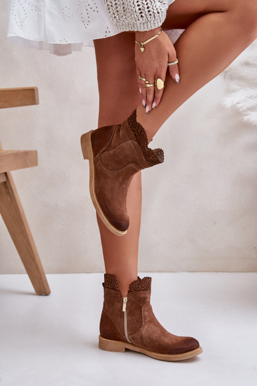 zempapēžu apavi sievietēm ar platiem papēžiem zamšādas  3624 brūnas krāsas