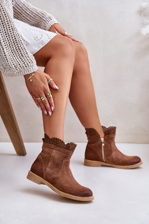 zempapēžu apavi sievietēm ar platiem papēžiem zamšādas  3624 brūnas krāsas